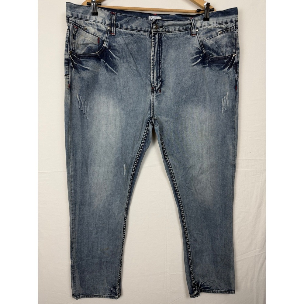 Parish‎ Nation Men's Size 44 Denim Jeans Blue Distressed Light Wash Straight